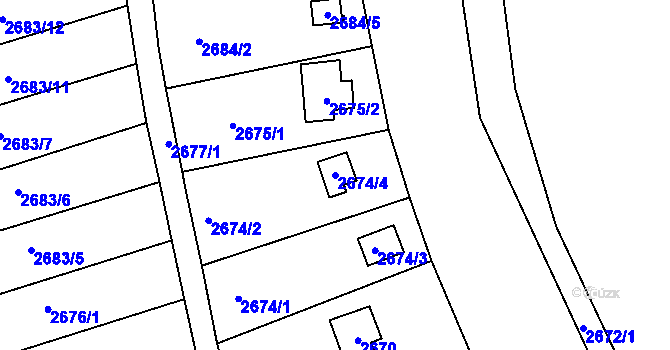 Parcela st. 2674/4 v KÚ Nové Město na Moravě, Katastrální mapa