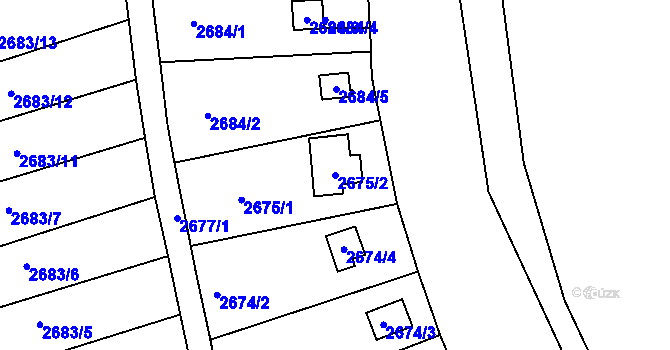 Parcela st. 2675/2 v KÚ Nové Město na Moravě, Katastrální mapa