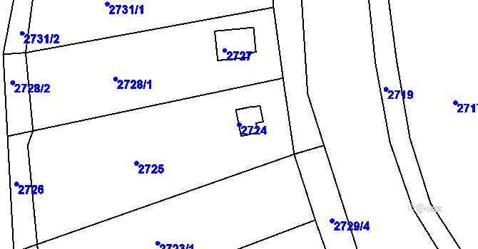 Parcela st. 2724 v KÚ Nové Město na Moravě, Katastrální mapa