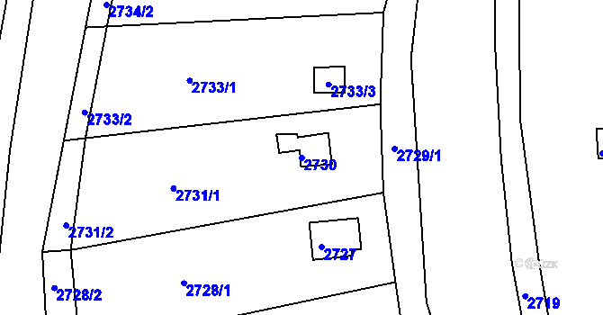 Parcela st. 2730 v KÚ Nové Město na Moravě, Katastrální mapa