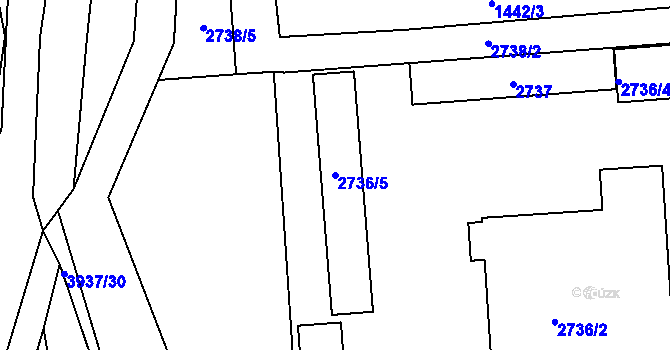 Parcela st. 2736/5 v KÚ Nové Město na Moravě, Katastrální mapa