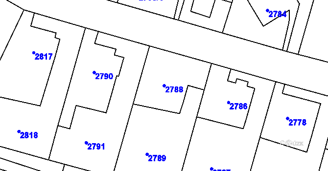 Parcela st. 2788 v KÚ Nové Město na Moravě, Katastrální mapa