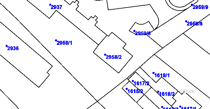 Parcela st. 2958/2 v KÚ Nové Město na Moravě, Katastrální mapa