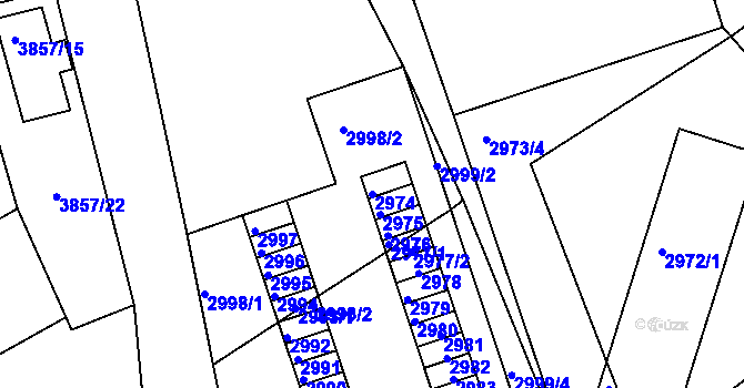 Parcela st. 2974 v KÚ Nové Město na Moravě, Katastrální mapa