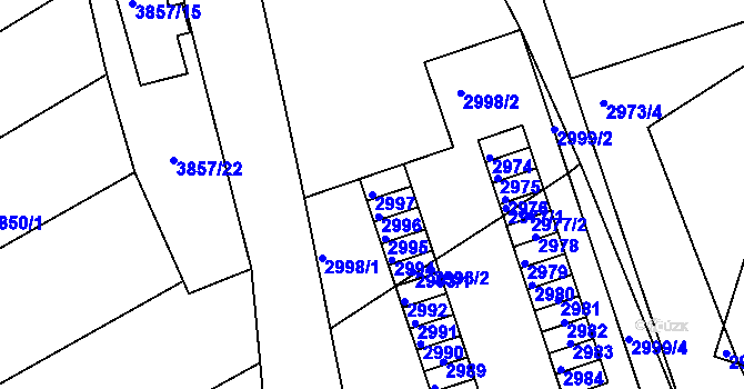 Parcela st. 2997 v KÚ Nové Město na Moravě, Katastrální mapa
