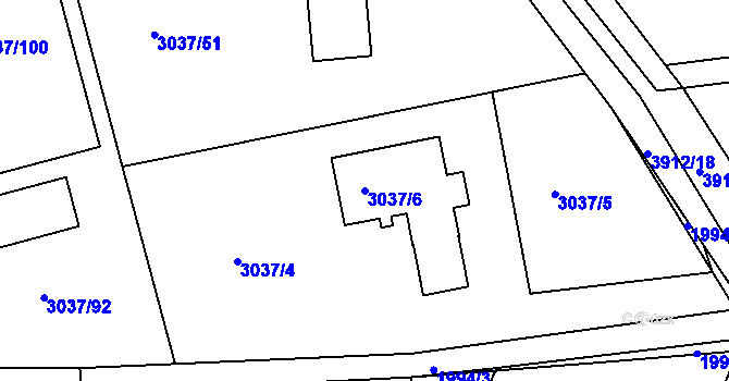Parcela st. 3037/6 v KÚ Nové Město na Moravě, Katastrální mapa