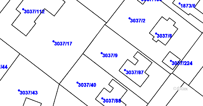Parcela st. 3037/9 v KÚ Nové Město na Moravě, Katastrální mapa