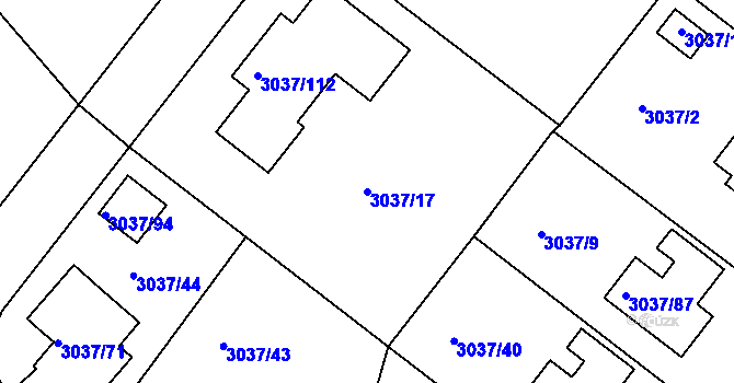 Parcela st. 3037/17 v KÚ Nové Město na Moravě, Katastrální mapa