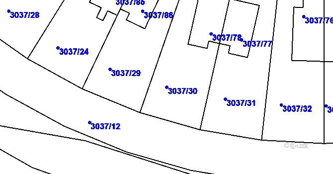 Parcela st. 3037/30 v KÚ Nové Město na Moravě, Katastrální mapa