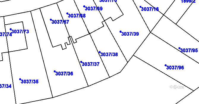 Parcela st. 3037/38 v KÚ Nové Město na Moravě, Katastrální mapa