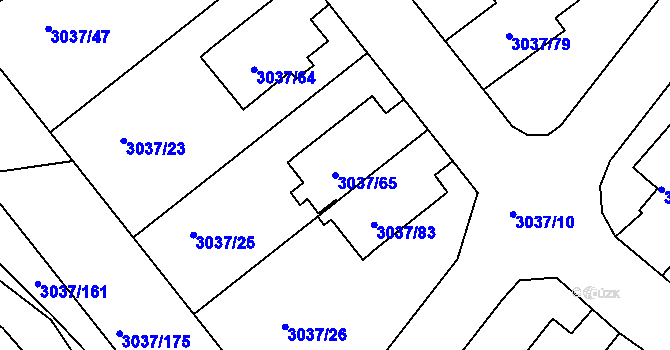 Parcela st. 3037/65 v KÚ Nové Město na Moravě, Katastrální mapa