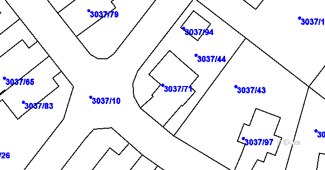 Parcela st. 3037/71 v KÚ Nové Město na Moravě, Katastrální mapa