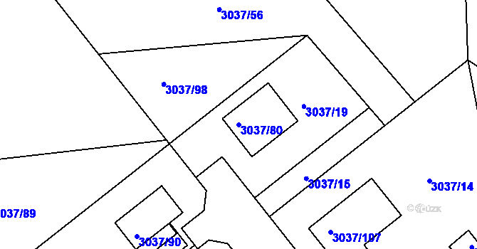 Parcela st. 3037/80 v KÚ Nové Město na Moravě, Katastrální mapa