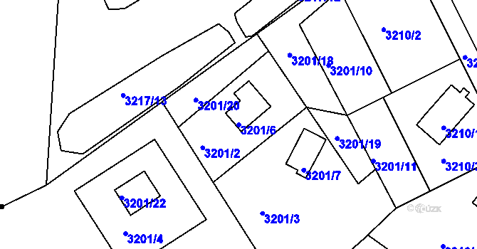 Parcela st. 3201/6 v KÚ Nové Město na Moravě, Katastrální mapa