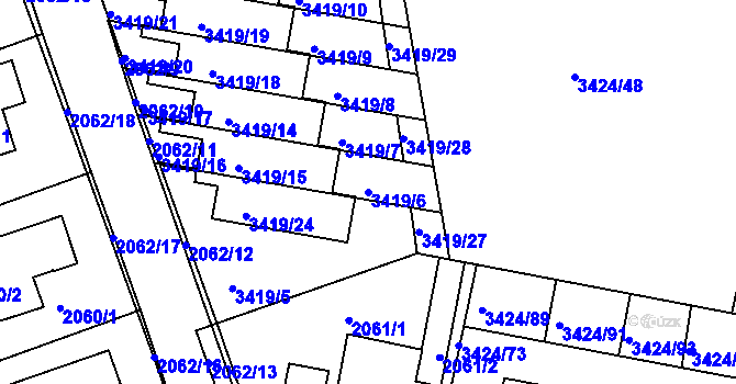 Parcela st. 3419/6 v KÚ Nové Město na Moravě, Katastrální mapa
