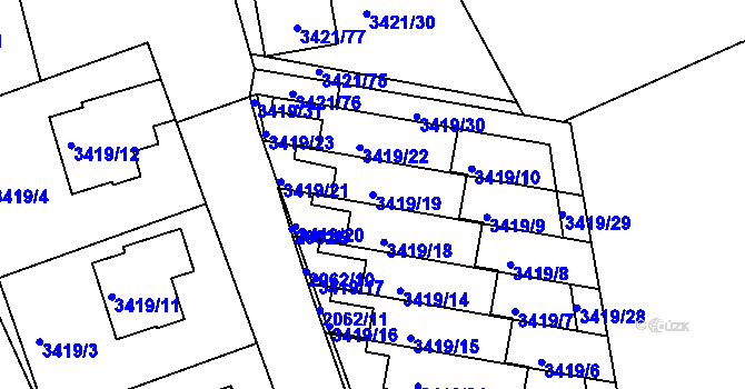 Parcela st. 3419/19 v KÚ Nové Město na Moravě, Katastrální mapa