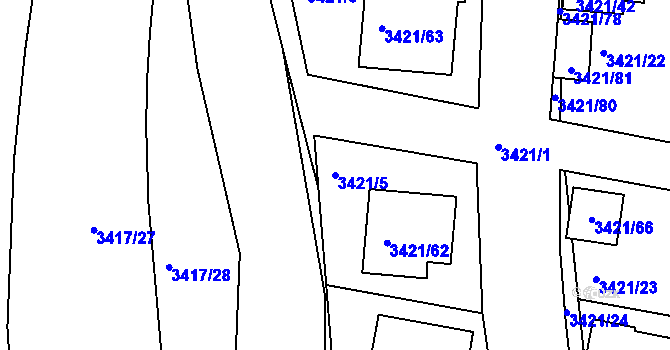 Parcela st. 3421/5 v KÚ Nové Město na Moravě, Katastrální mapa