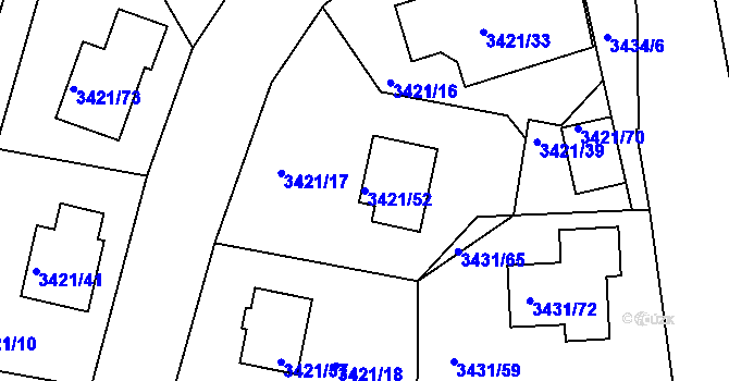 Parcela st. 3421/52 v KÚ Nové Město na Moravě, Katastrální mapa