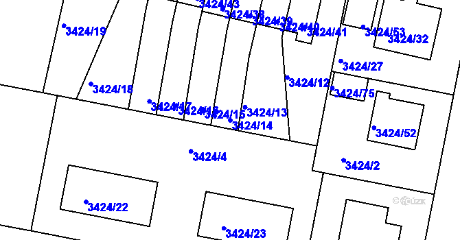 Parcela st. 3424/14 v KÚ Nové Město na Moravě, Katastrální mapa