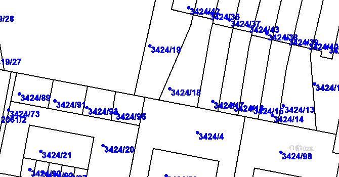 Parcela st. 3424/18 v KÚ Nové Město na Moravě, Katastrální mapa