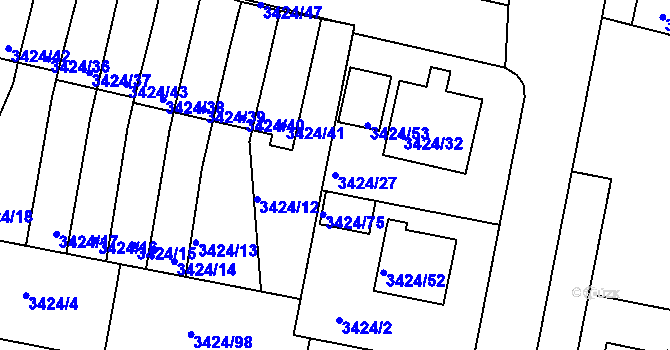 Parcela st. 3424/27 v KÚ Nové Město na Moravě, Katastrální mapa