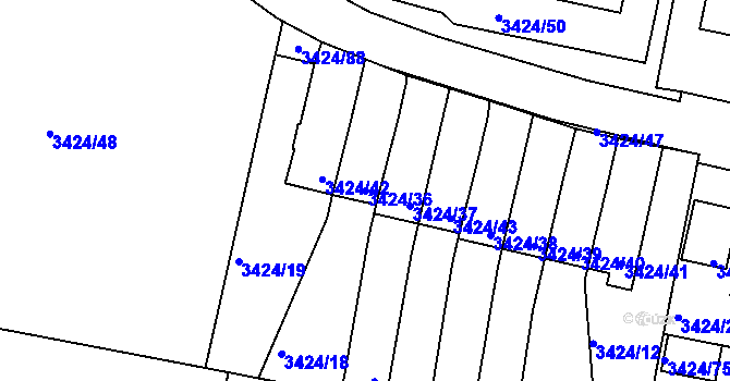 Parcela st. 3424/36 v KÚ Nové Město na Moravě, Katastrální mapa