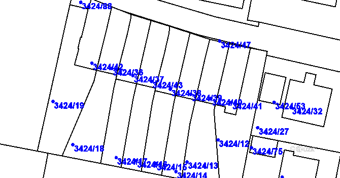 Parcela st. 3424/38 v KÚ Nové Město na Moravě, Katastrální mapa
