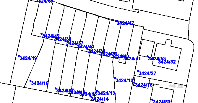 Parcela st. 3424/39 v KÚ Nové Město na Moravě, Katastrální mapa