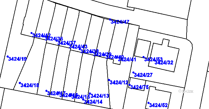 Parcela st. 3424/40 v KÚ Nové Město na Moravě, Katastrální mapa