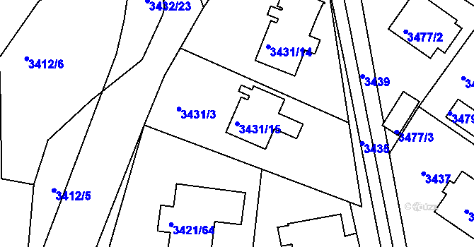 Parcela st. 3431/15 v KÚ Nové Město na Moravě, Katastrální mapa