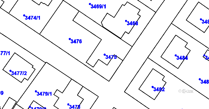 Parcela st. 3475 v KÚ Nové Město na Moravě, Katastrální mapa