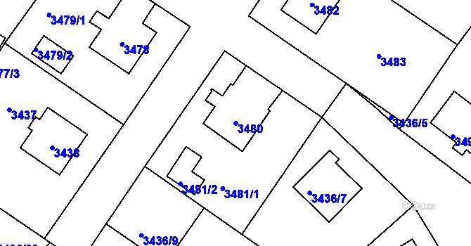 Parcela st. 3480 v KÚ Nové Město na Moravě, Katastrální mapa