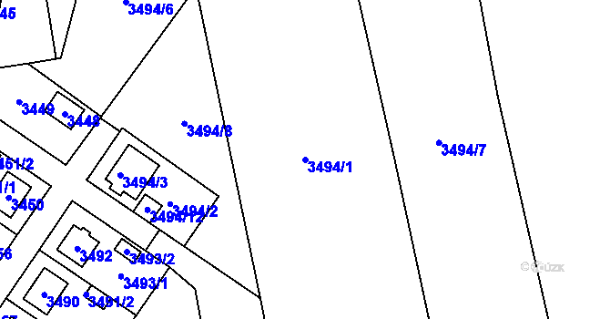 Parcela st. 3494/1 v KÚ Nové Město na Moravě, Katastrální mapa