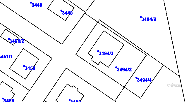 Parcela st. 3494/3 v KÚ Nové Město na Moravě, Katastrální mapa