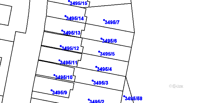 Parcela st. 3495/5 v KÚ Nové Město na Moravě, Katastrální mapa