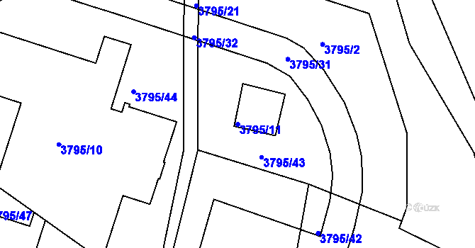 Parcela st. 3795/11 v KÚ Nové Město na Moravě, Katastrální mapa