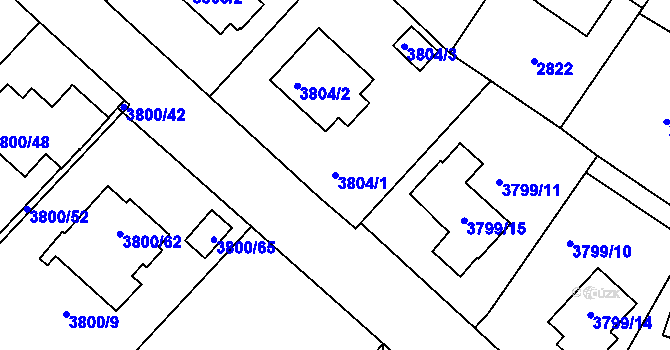 Parcela st. 3804/1 v KÚ Nové Město na Moravě, Katastrální mapa