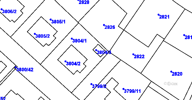 Parcela st. 3804/3 v KÚ Nové Město na Moravě, Katastrální mapa
