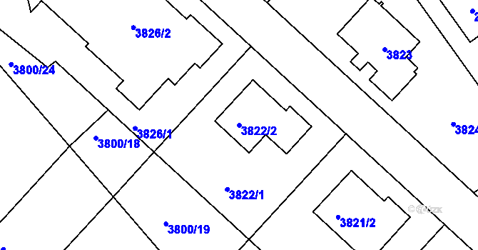 Parcela st. 3822/2 v KÚ Nové Město na Moravě, Katastrální mapa
