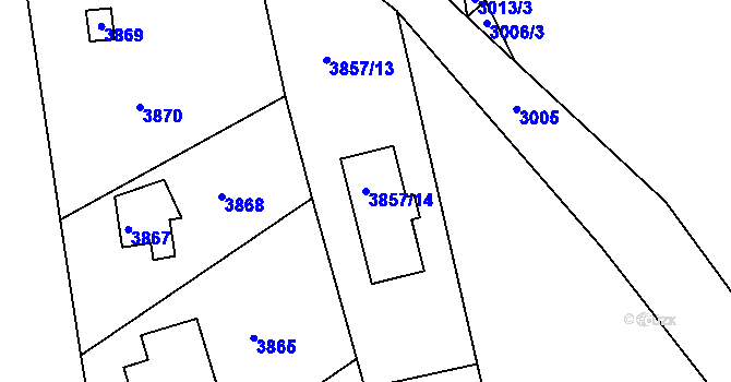 Parcela st. 3857/14 v KÚ Nové Město na Moravě, Katastrální mapa