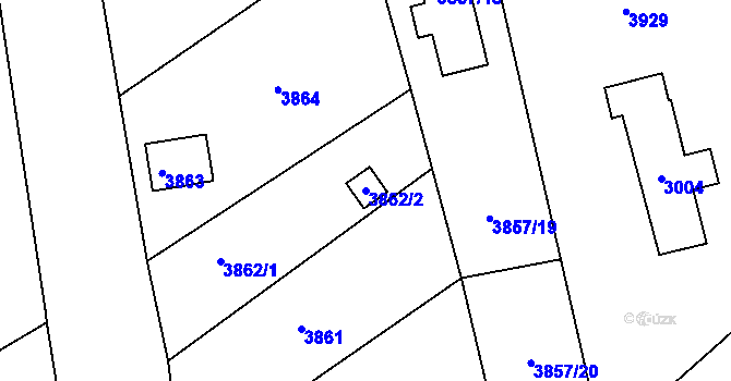 Parcela st. 3862/2 v KÚ Nové Město na Moravě, Katastrální mapa