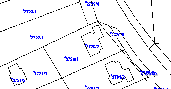 Parcela st. 2720/2 v KÚ Nové Město na Moravě, Katastrální mapa