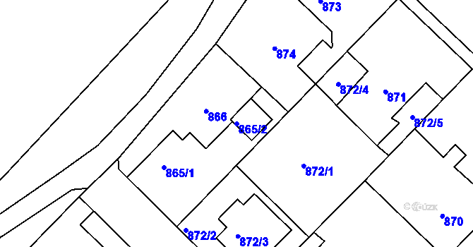 Parcela st. 865/2 v KÚ Nové Město na Moravě, Katastrální mapa