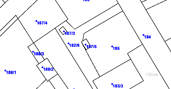 Parcela st. 187/5 v KÚ Nové Město na Moravě, Katastrální mapa