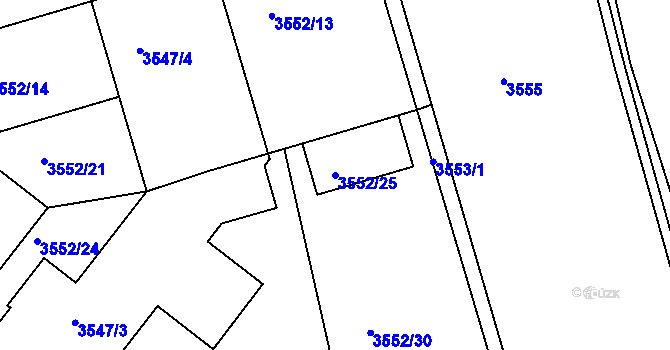 Parcela st. 3552/25 v KÚ Nové Město na Moravě, Katastrální mapa