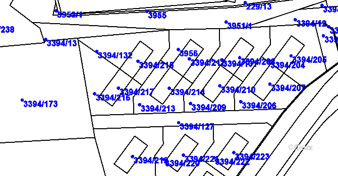 Parcela st. 3394/214 v KÚ Nové Město na Moravě, Katastrální mapa
