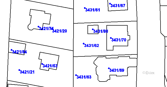 Parcela st. 3431/62 v KÚ Nové Město na Moravě, Katastrální mapa
