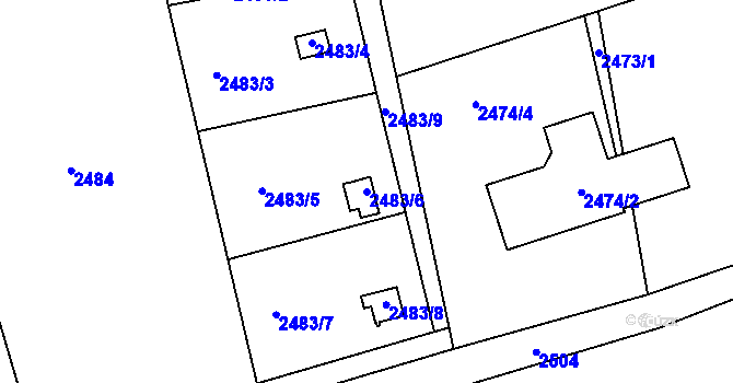 Parcela st. 2483/6 v KÚ Nové Město na Moravě, Katastrální mapa