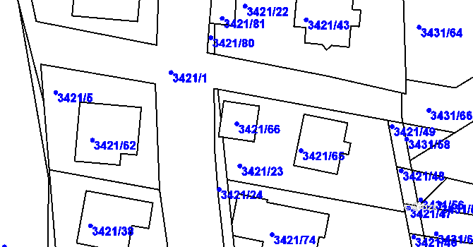 Parcela st. 3421/66 v KÚ Nové Město na Moravě, Katastrální mapa