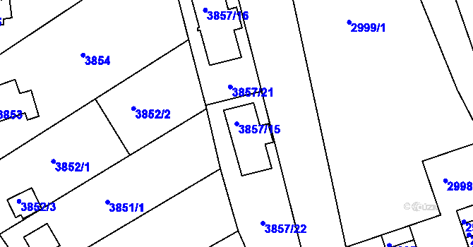 Parcela st. 3857/15 v KÚ Nové Město na Moravě, Katastrální mapa